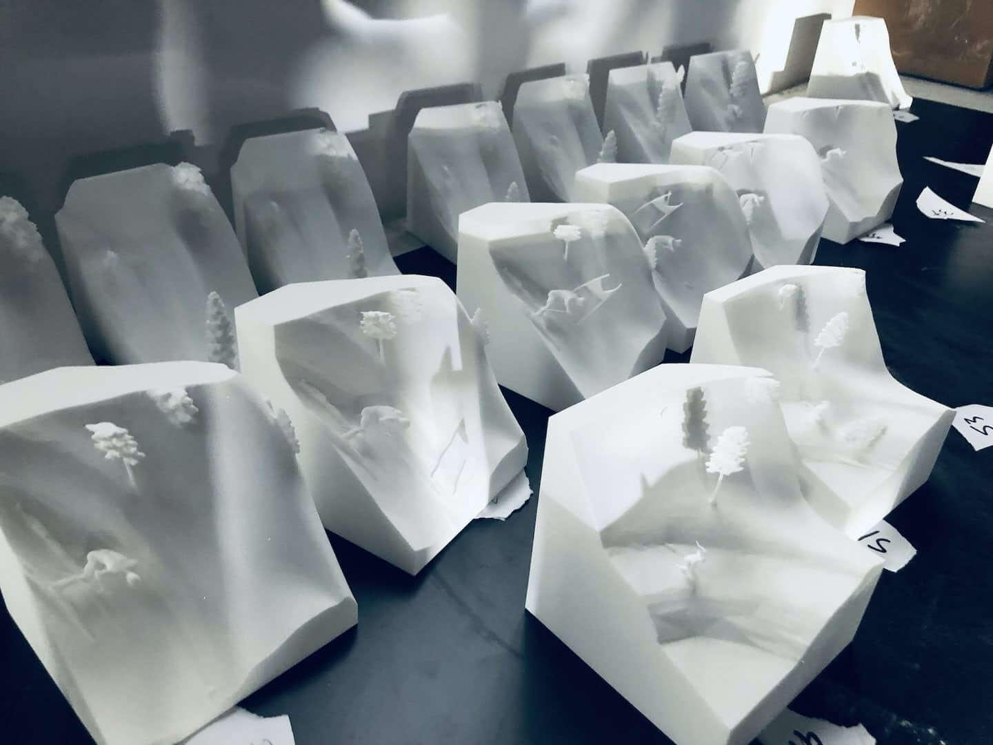 3Dプリンターで作成された、1コマごとのブロックが並ぶ写真